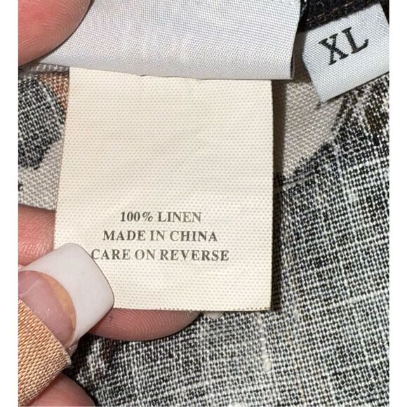 Hot Cotton 100% Linen Abstract Print Top Sz. XL 3/4 Sleeves Boxy - Picture 9 of 9